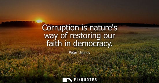 Small: Corruption is natures way of restoring our faith in democracy
