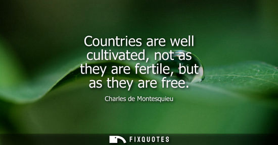 Small: Countries are well cultivated, not as they are fertile, but as they are free
