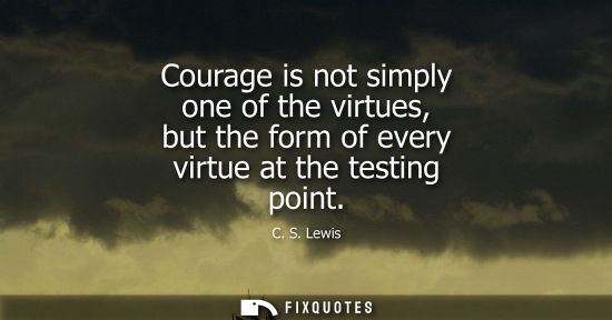 Small: Courage is not simply one of the virtues, but the form of every virtue at the testing point