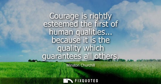 Small: Courage is rightly esteemed the first of human qualities... because it is the quality which guarantees all oth