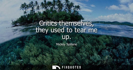 Small: Critics themselves, they used to tear me up
