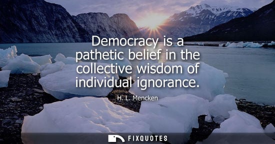 Small: Democracy is a pathetic belief in the collective wisdom of individual ignorance