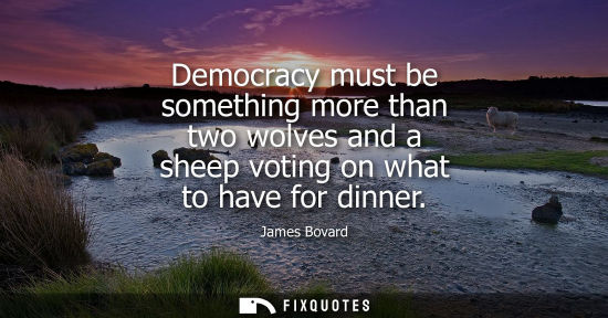 Small: Democracy must be something more than two wolves and a sheep voting on what to have for dinner