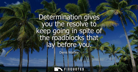Small: Determination gives you the resolve to keep going in spite of the roadblocks that lay before you