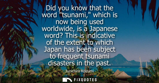 Small: Did you know that the word tsunami, which is now being used worldwide, is a Japanese word? This is indi