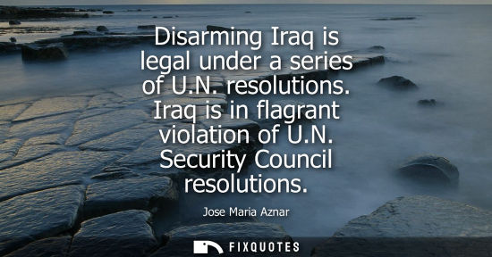 Small: Disarming Iraq is legal under a series of U.N. resolutions. Iraq is in flagrant violation of U.N. Secur