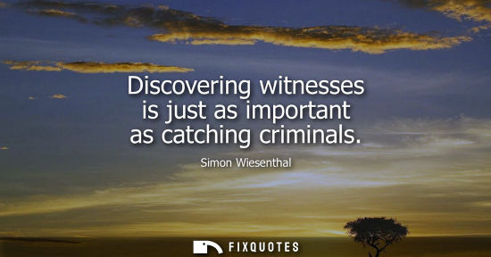 Small: Discovering witnesses is just as important as catching criminals