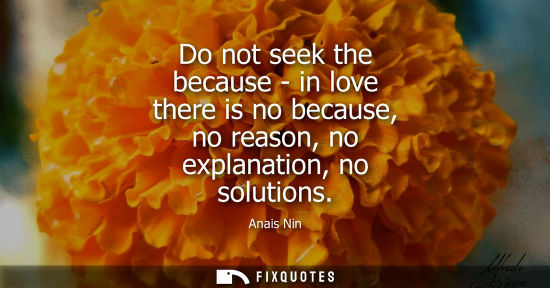 Small: Do not seek the because - in love there is no because, no reason, no explanation, no solutions