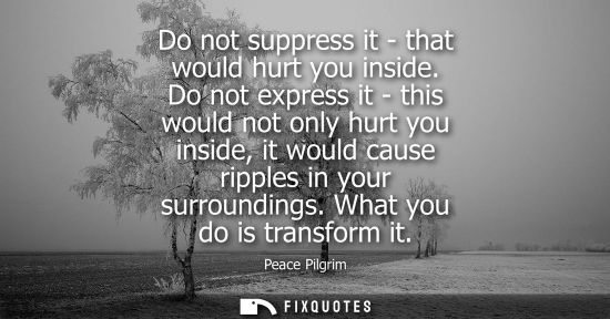 Small: Do not suppress it - that would hurt you inside. Do not express it - this would not only hurt you insid