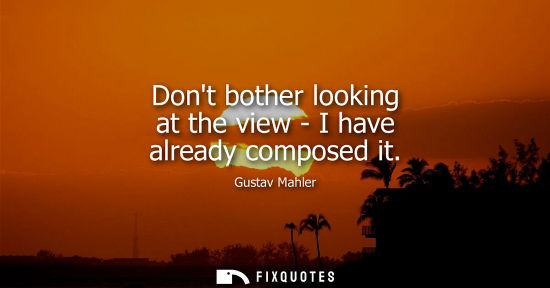 Small: Dont bother looking at the view - I have already composed it