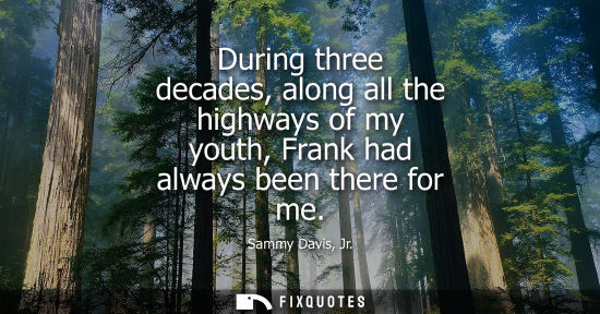 Small: During three decades, along all the highways of my youth, Frank had always been there for me