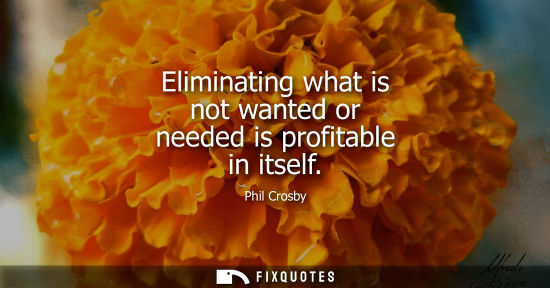 Small: Eliminating what is not wanted or needed is profitable in itself