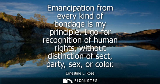 Small: Emancipation from every kind of bondage is my principle. I go for recognition of human rights, without 