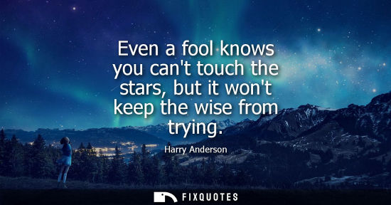 Small: Even a fool knows you cant touch the stars, but it wont keep the wise from trying