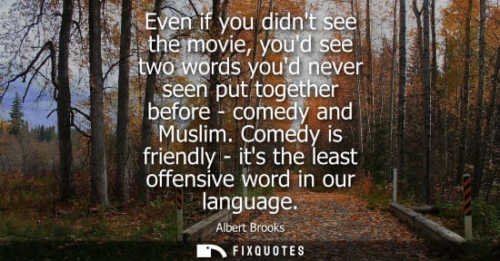 Small: Even if you didnt see the movie, youd see two words youd never seen put together before - comedy and Muslim.