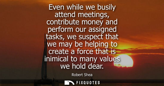 Small: Even while we busily attend meetings, contribute money and perform our assigned tasks, we suspect that 