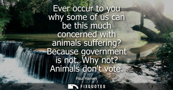 Small: Ever occur to you why some of us can be this much concerned with animals suffering? Because government 