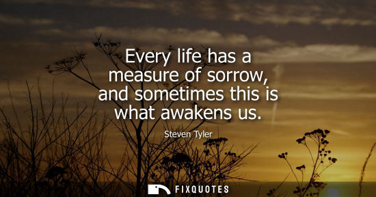 Small: Every life has a measure of sorrow, and sometimes this is what awakens us