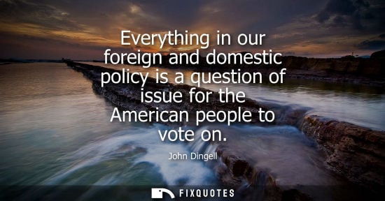 Small: Everything in our foreign and domestic policy is a question of issue for the American people to vote on