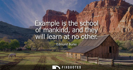 Small: Example is the school of mankind, and they will learn at no other