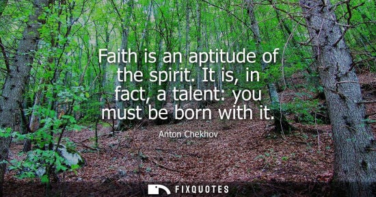 Small: Faith is an aptitude of the spirit. It is, in fact, a talent: you must be born with it