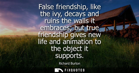 Small: False friendship, like the ivy, decays and ruins the walls it embraces but true friendship gives new li