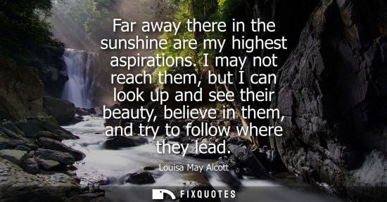 Small: Far away there in the sunshine are my highest aspirations. I may not reach them, but I can look up and 