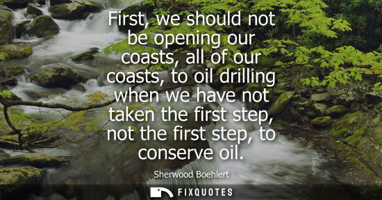 Small: First, we should not be opening our coasts, all of our coasts, to oil drilling when we have not taken t