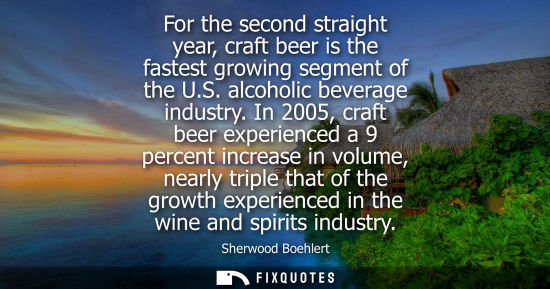 Small: For the second straight year, craft beer is the fastest growing segment of the U.S. alcoholic beverage 