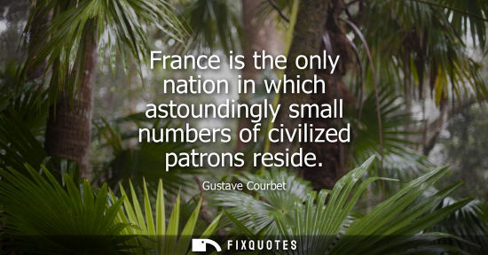 Small: France is the only nation in which astoundingly small numbers of civilized patrons reside
