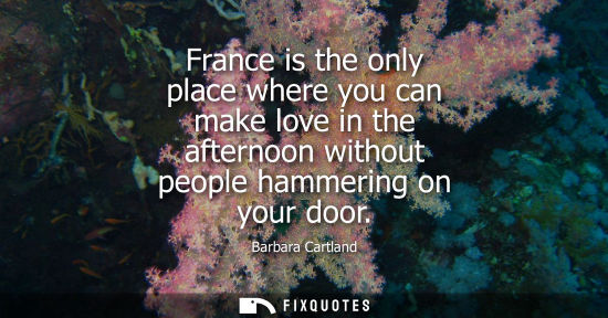 Small: France is the only place where you can make love in the afternoon without people hammering on your door