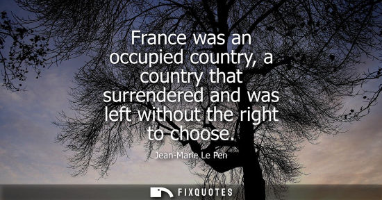 Small: France was an occupied country, a country that surrendered and was left without the right to choose