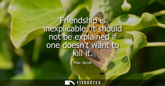 Small: Friendship is inexplicable, it should not be explained if one doesnt want to kill it