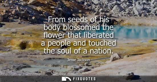 Small: From seeds of his body blossomed the flower that liberated a people and touched the soul of a nation