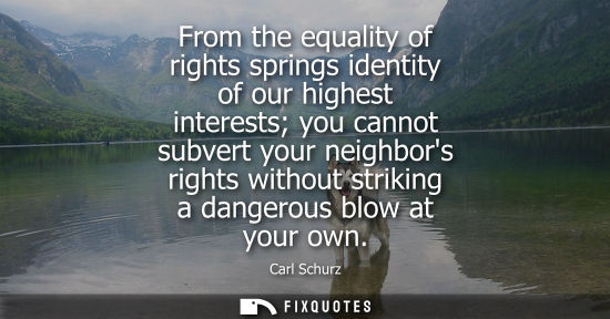 Small: From the equality of rights springs identity of our highest interests you cannot subvert your neighbors