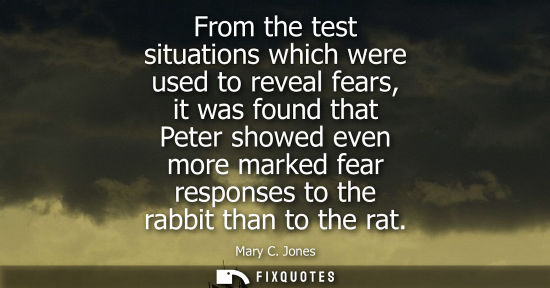 Small: From the test situations which were used to reveal fears, it was found that Peter showed even more mark