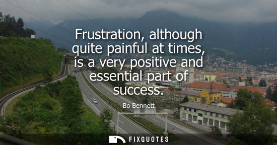 Small: Frustration, although quite painful at times, is a very positive and essential part of success - Bo Bennett