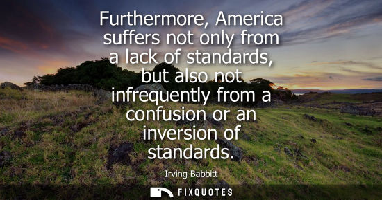Small: Furthermore, America suffers not only from a lack of standards, but also not infrequently from a confus