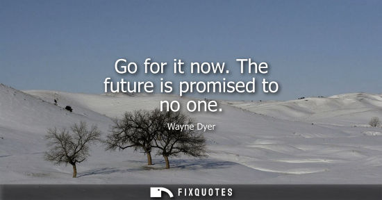 Small: Go for it now. The future is promised to no one