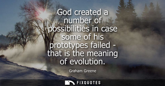 Small: God created a number of possibilities in case some of his prototypes failed - that is the meaning of ev