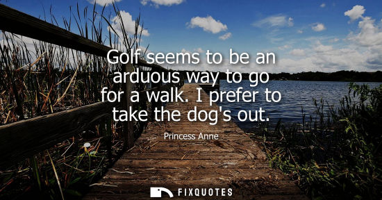 Small: Golf seems to be an arduous way to go for a walk. I prefer to take the dogs out