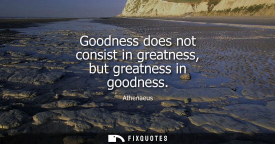 Small: Goodness does not consist in greatness, but greatness in goodness