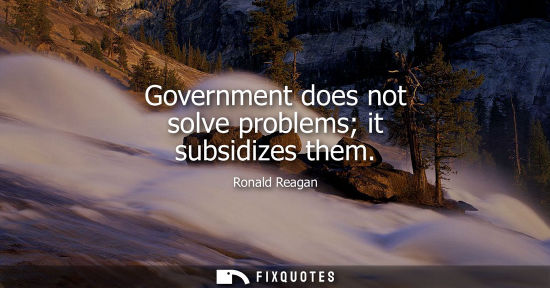Small: Government does not solve problems it subsidizes them