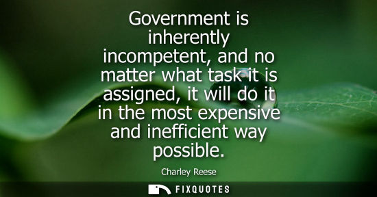 Small: Government is inherently incompetent, and no matter what task it is assigned, it will do it in the most