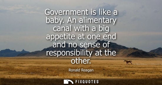 Small: Government is like a baby. An alimentary canal with a big appetite at one end and no sense of responsib