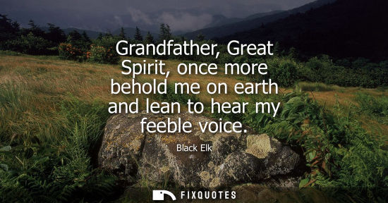 Small: Grandfather, Great Spirit, once more behold me on earth and lean to hear my feeble voice