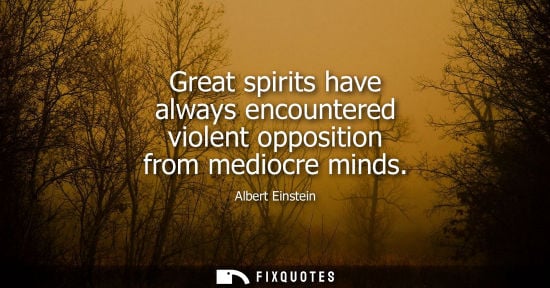 Small: Great spirits have always encountered violent opposition from mediocre minds