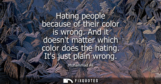 Small: Hating people because of their color is wrong. And it doesnt matter which color does the hating. Its ju