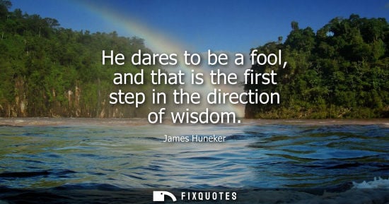 Small: He dares to be a fool, and that is the first step in the direction of wisdom