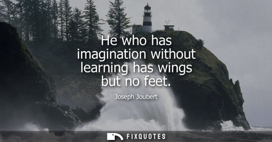 Small: He who has imagination without learning has wings but no feet